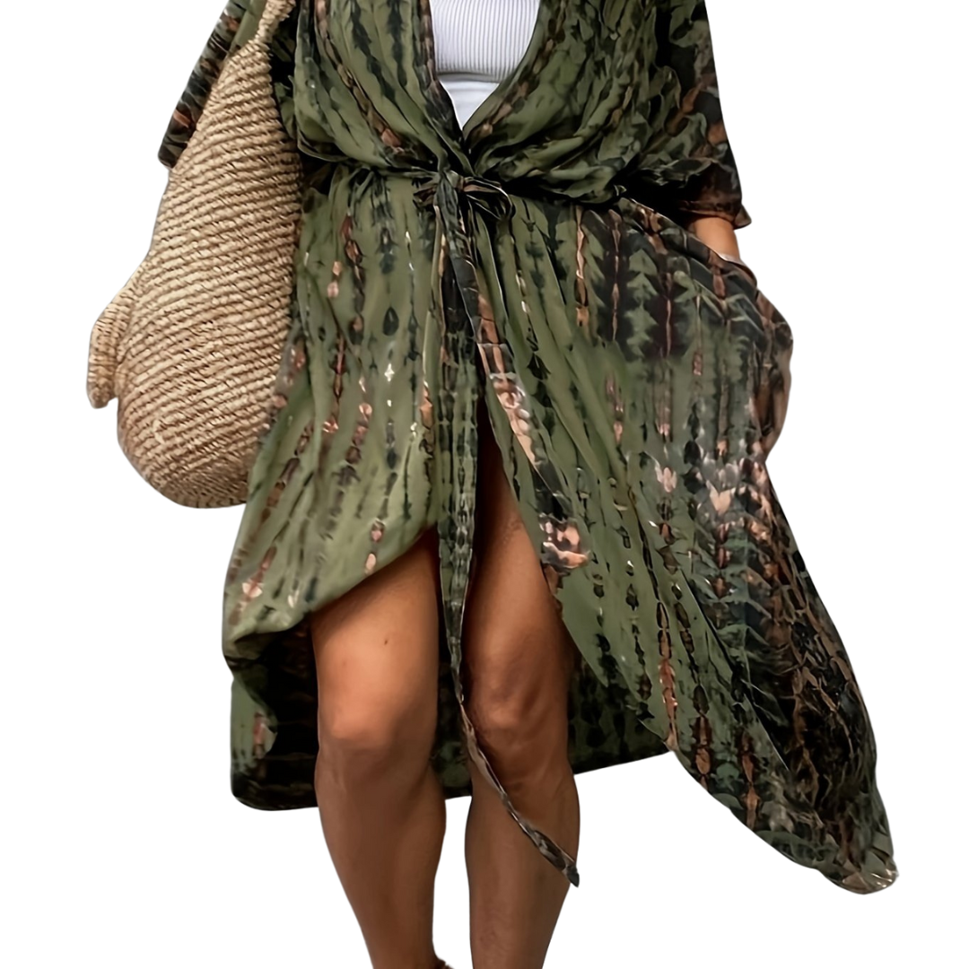 Bella Midi Kimono – Boho – Allover-Print Loose Fit