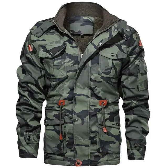 Warme army winterjacke mit fell innenfutter für herren | perfekt für outdoor-aktivitäten