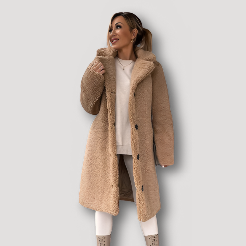 Kacey | Lang Sherpa-Mantel Teddybär Plüsch Jacke