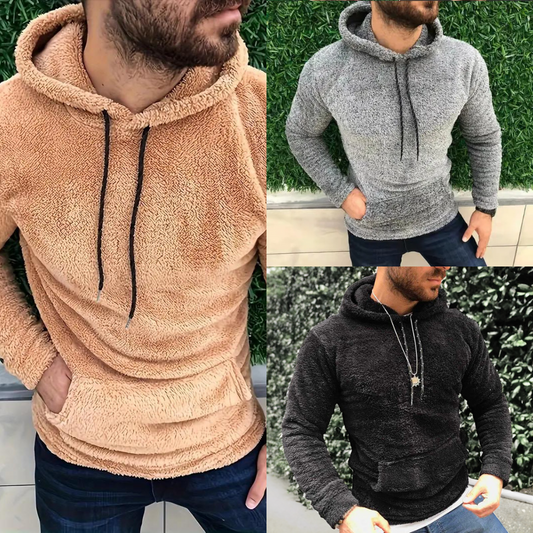 Elijah - Herren Teddy Fleece Hoodie mit Kordelzug