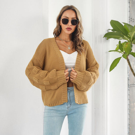 Yunel | Schicke & gemütliche Strickjacke mit Puffärmeln