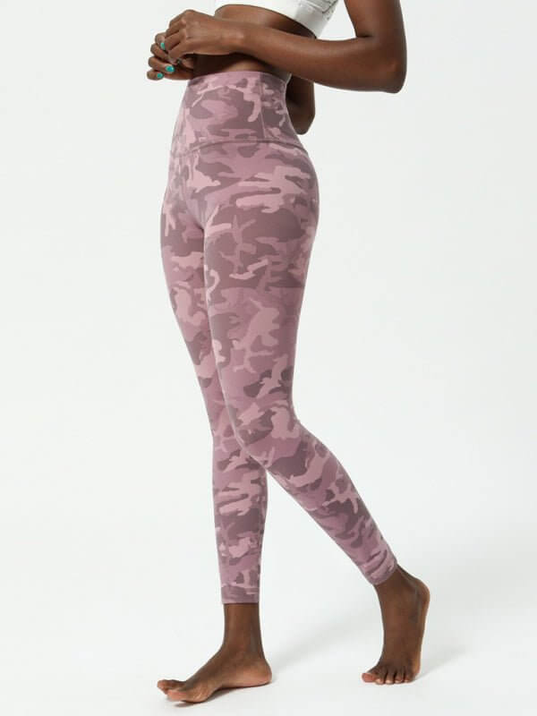 Europäische und amerikanische Camouflage-Yogahose für Damen, doppelseitige Yogahose mit Nacktdruck