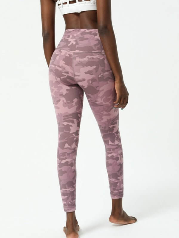 Europäische und amerikanische Camouflage-Yogahose für Damen, doppelseitige Yogahose mit Nacktdruck