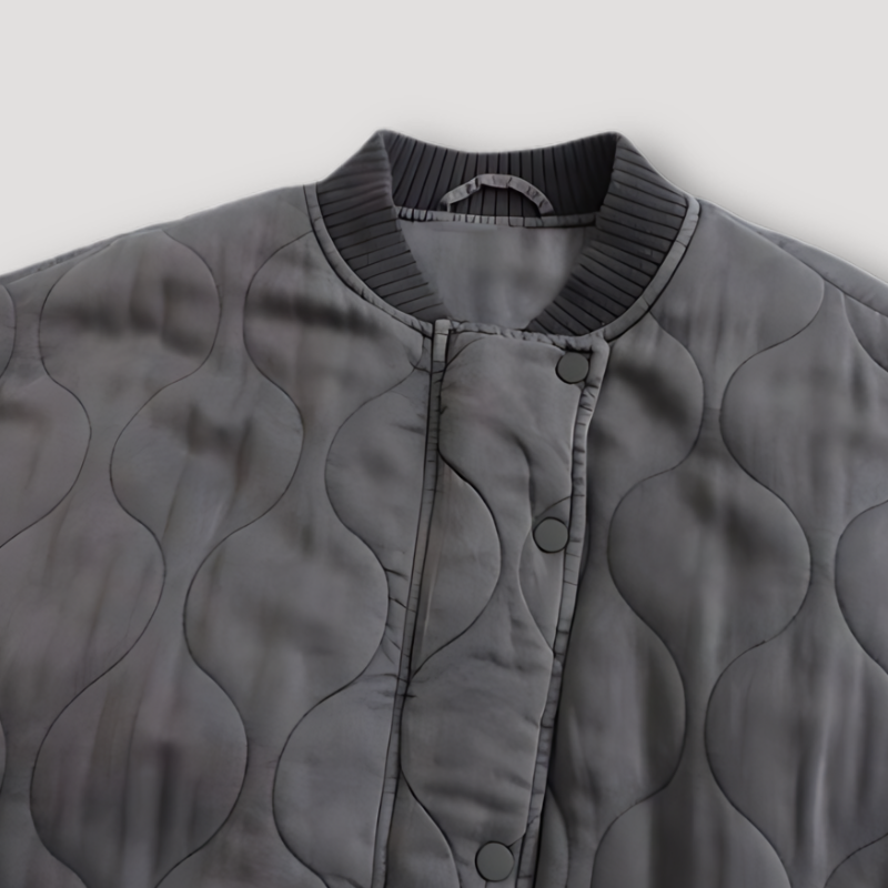 Udoka | Charcoal Grey Textured Bomber Gesteppte Jacke