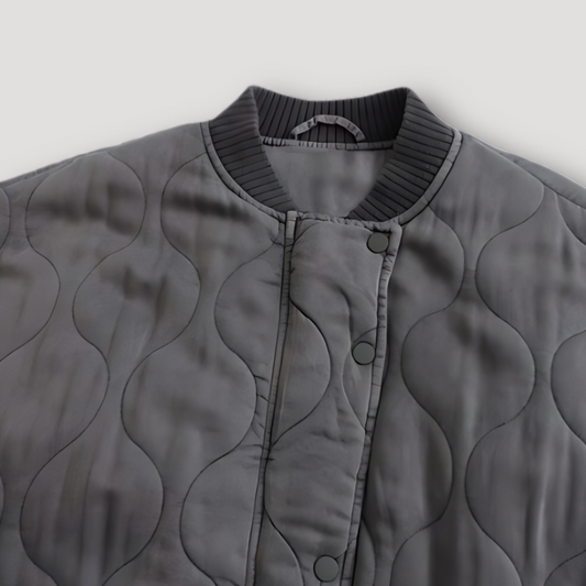 Udoka | Charcoal Grey Textured Bomber Gesteppte Jacke