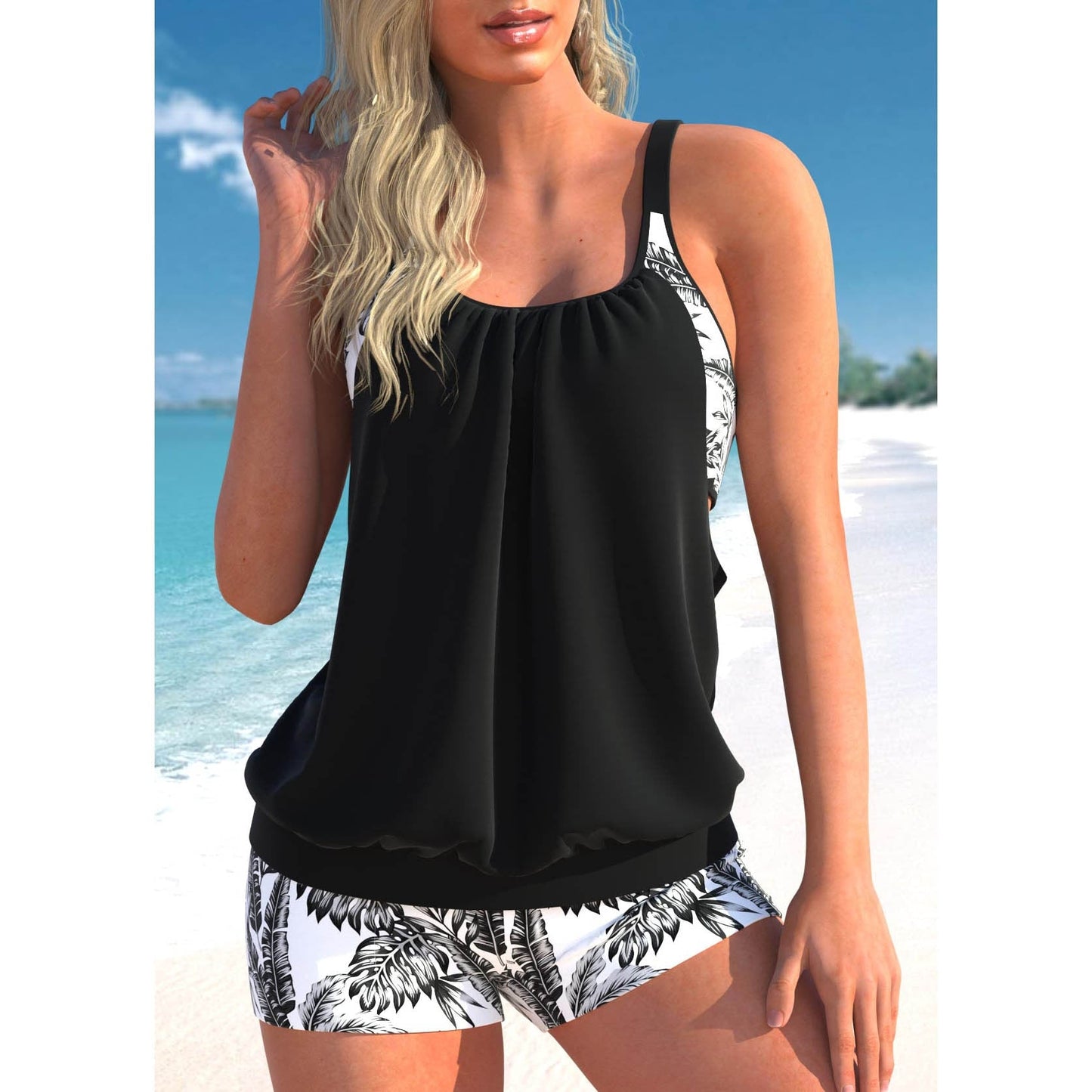 Zweiteiliger Tankini-Badeanzug für Frauen | Festliche Bluse