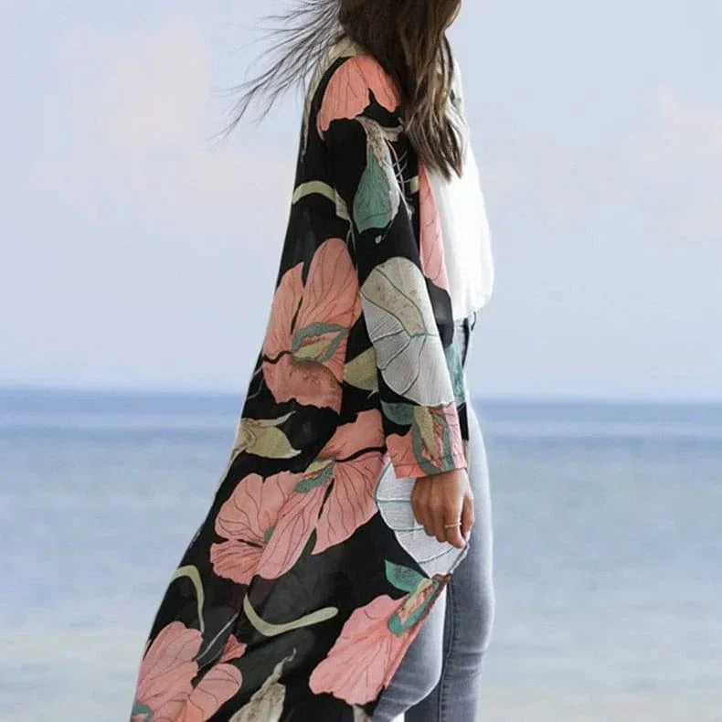 Strandkimono mit großen Blumen