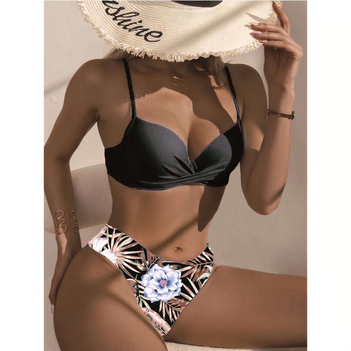 Bella-in-1-Bikini-Set mit Blumenmuster (Bestseller)