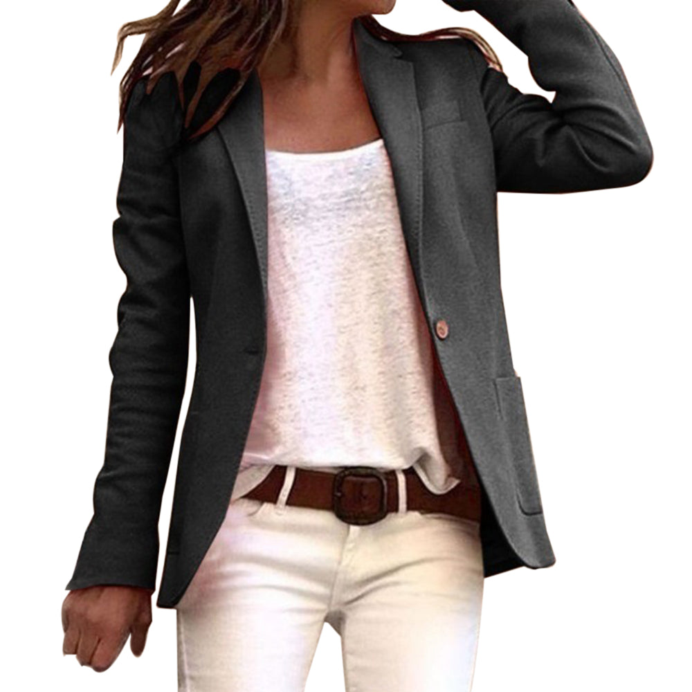 Jarethy | Revers Knopf schlanke lange Ärmel Damen Blazer