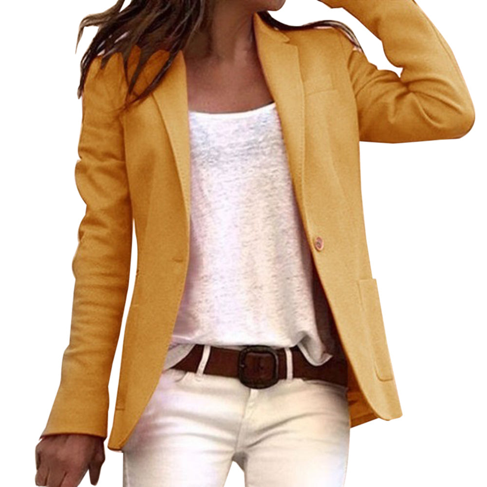 Jarethy | Revers Knopf schlanke lange Ärmel Damen Blazer