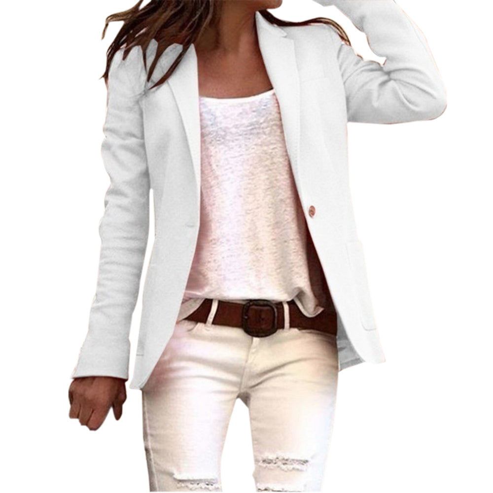 Jarethy | Revers Knopf schlanke lange Ärmel Damen Blazer