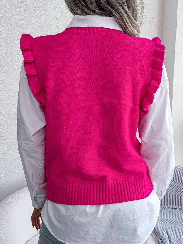 Damen-Pullover mit Pilz-Seiten-Rautenstrick-Weste