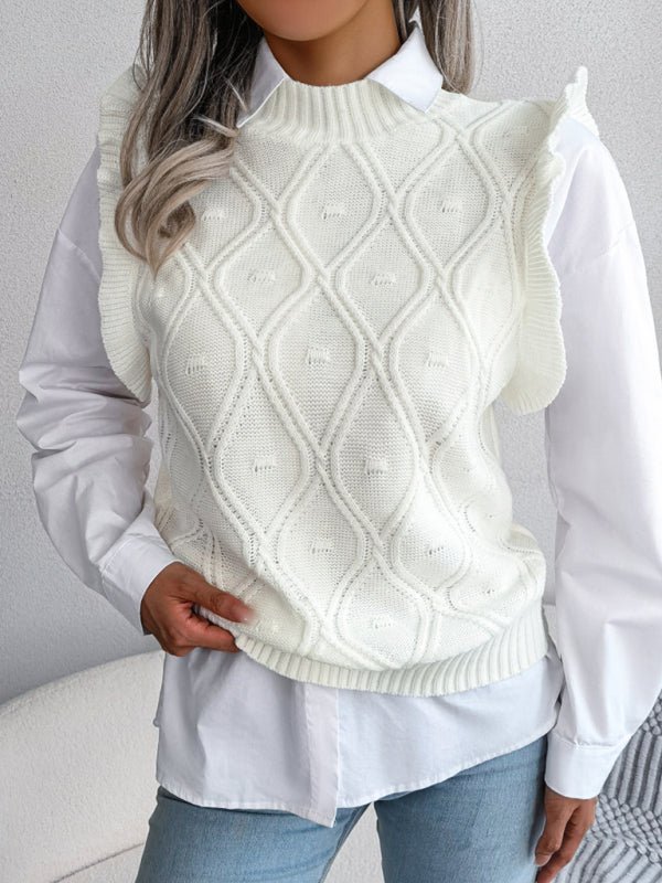 Damen-Pullover mit Pilz-Seiten-Rautenstrick-Weste