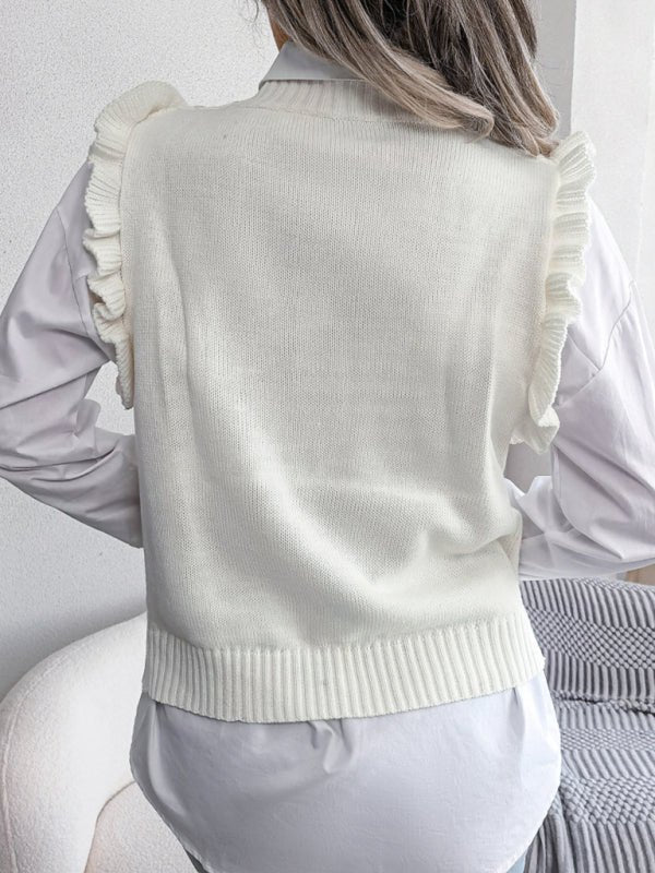 Damen-Pullover mit Pilz-Seiten-Rautenstrick-Weste